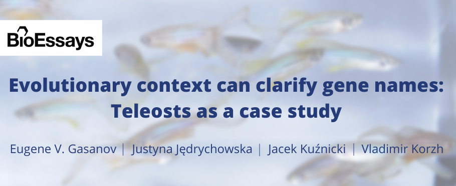 graphic with BioEssays logo and text: Evolutionary context can clarify gene names: Teleosts as a case study