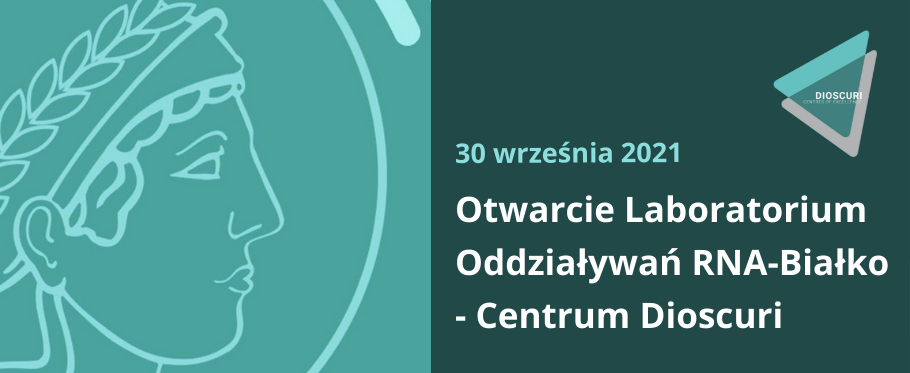 logo Dioscuri i tekst: uroczyste otwarcie Centrum Dioscuri