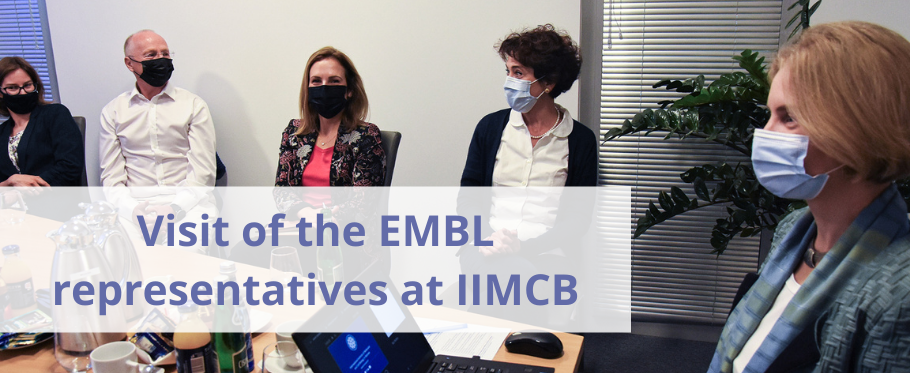photo taken during visit and text: visit of the EMBL representaatives at IIMCB