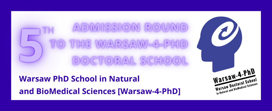graphic with the school logo and text: new recruitment to the [Warsaw-4-PhD] is coming soon!