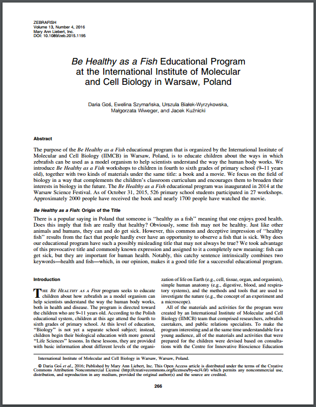 Be Healthy as a Fish Educational Program at IIMCB